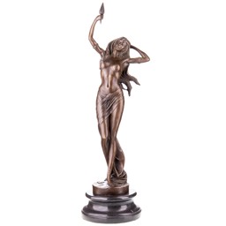Női akt fáklyával - bronz szobor képe
